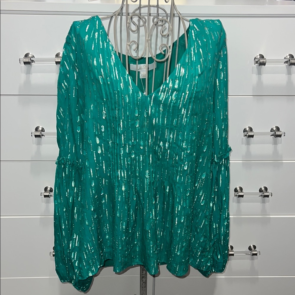 Lilly Pulitzer Teal and Silver Blouse